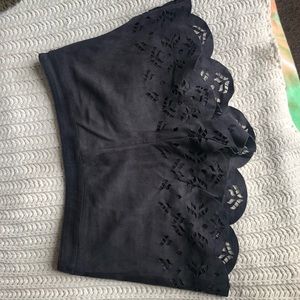 Black velvet lace shorts